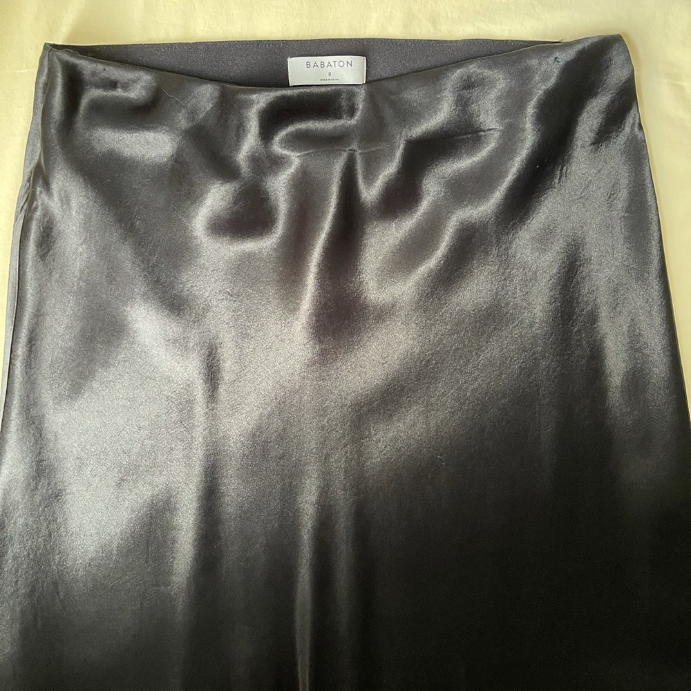 Babaton black Satin Midi Skirt